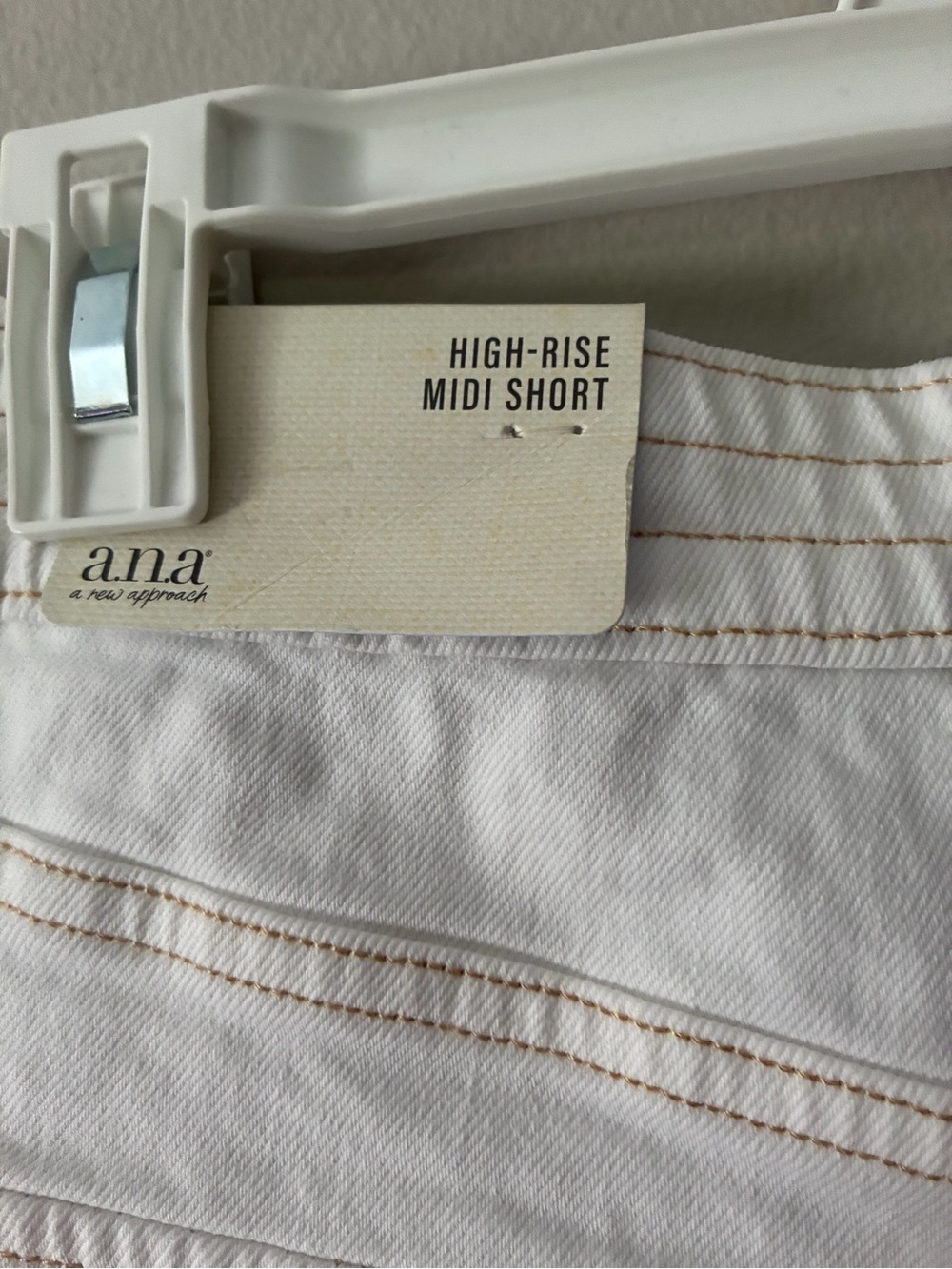 A.N.A High‑Rise Midi Shorts – White Denim– Size 12 – NWT - Picture 8 of 11